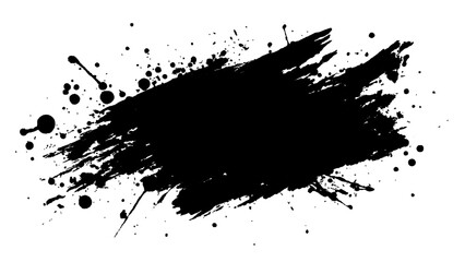 Naklejka premium Abstract black paint splatter on white background. Stylish, grunge with a rough, worn look in dust and scratches on a white background. Brush strokes, stain grunge isolated on white background, 