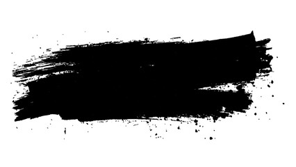 Abstract black paint splatter on white background. Stylish, grunge with a rough, worn look in dust and scratches on a white background. Brush strokes, stain grunge isolated on white background, 