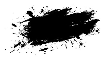 Black brush stroke on white background. Abstract black in splash, paint, brush strokes, stain grunge isolated on white background, Black staine brush, grunge banner, hand drawn splash,