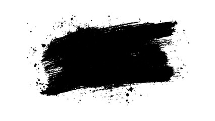 Black brush stroke on white background. Abstract black in splash, paint, brush strokes, stain grunge isolated on white background, Black staine brush, grunge banner, hand drawn splash,