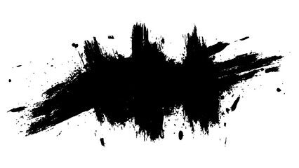 Black brush stroke on white background. Abstract black in splash, paint, brush strokes, stain grunge isolated on white background, Black staine brush, grunge banner, hand drawn splash,