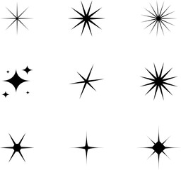Star icons. Twinkling stars. Sparkles, shining burst. Vector symbols isolated