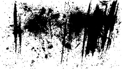 Abstract black paint brush strokes on white canvas. Abstract black ink splatter: A dramatic and energetic black ink splatter, capturing the raw beauty of abstract art. Abstract black in splash, paint,
