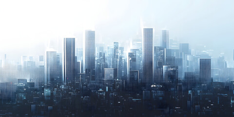 Obraz premium business city urban center cityscape artistic buildings architecture digital artwork skyline modern skyscrapers building modern commercial landscape corporate financial environment busy businessman