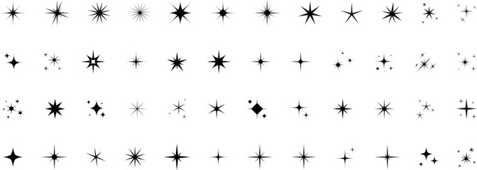 Star icons. Twinkling stars. Sparkles, shining burst. Vector symbols isolated