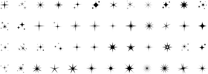 Star icons. Twinkling stars. Sparkles, shining burst. Vector symbols isolated