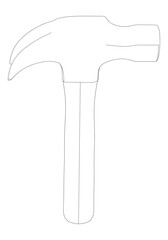 Hammer Line Art Vector Illustration on White Background. Detailed Design for Construction, Woodworking, and DIY Projects