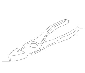 One continuous line drawing of pliers. Single line of pliers vector illustration