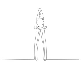 One continuous line drawing of pliers. Single line of pliers vector illustration