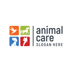 animal care logo design element vector template