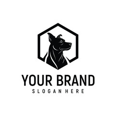 dog head logo design element vector template