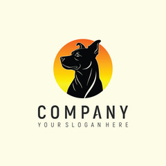 dog head logo design element vector template