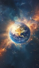 Obraz premium A radiant star earth the divine mother embracing life and compassion through celestial energy