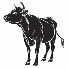 Cow vector silhouette black design white background