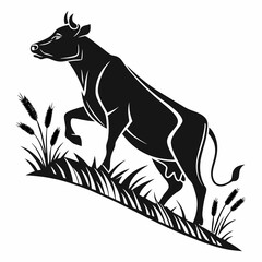 Cow vector silhouette black design white background
