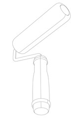 Paint Roller Line Art Vector Illustration on White Background. Detailed Design for Painting, Home Improvement, and Professional Use
