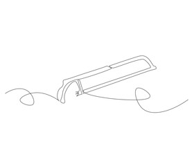 Obraz premium One continuous line drawing of saw . Single line of saw vector illustration