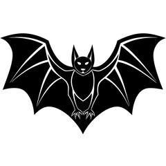 Cute  Line Art Bat Silhouette Black Vector Illustration