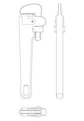 Pliers Line Art Vector Illustration on White Background. Precision Tool Design for Workshops, Metalworking, and DIY Projects