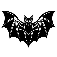 Cute  Line Art Bat Silhouette Black Vector Illustration