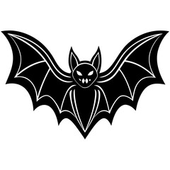 Cute  Line Art Bat Silhouette Black Vector Illustration