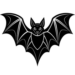 Cute  Line Art Bat Silhouette Black Vector Illustration