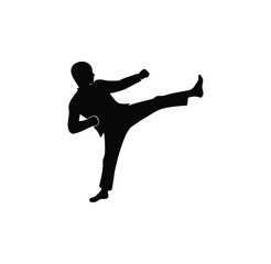 A man-martial arts taekwondo vector silhouettes