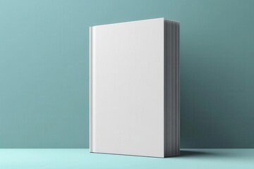 realistic vector mockup of a standing 3d magazine with a blank white cover against a soft gradient background emphasizing its sleek design and potential for customization