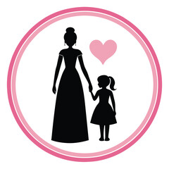 black silhouette of a woman and a young girl holding hands, symbolizing a tender moment of connection and love