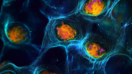 close up Moving cells under microscope