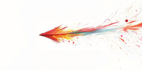 Fototapeta premium Dynamic brush arrow in motion, with trailing lines and vibrant streaks of color