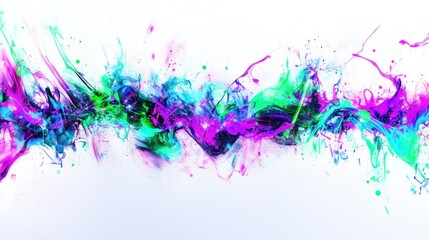 Fototapeta premium Abstract colorful paint splashes and splatters on white background.