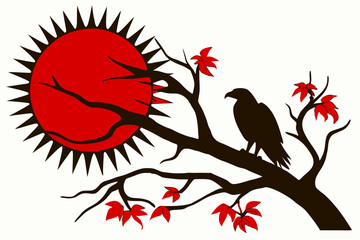 Valentine Sun Set on White Background  Minimalist Romantic Art