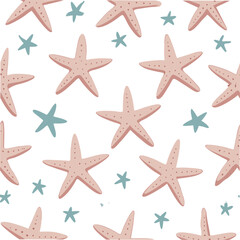 Seamless pattern of cute star fish 