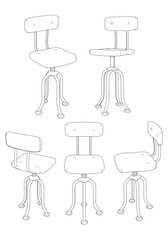 Shop Chair Line Art Vector Illustration on White Background. Simple and Functional Design for Workshops, Studios, and Workspaces