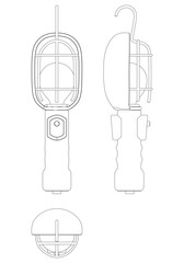 Shop Light Line Art Vector Illustration on White Background. Illuminating Design for Workshops, Workspaces, and DIY Projects