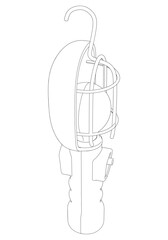 Shop Light Line Art Vector Illustration on White Background. Illuminating Design for Workshops, Workspaces, and DIY Projects