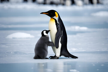 Obraz premium penguin Mother and child in polar regions