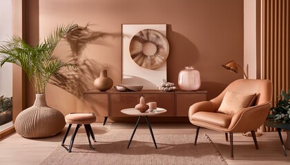 Luxury Home Interior Decor Elements in Mocha Mousse Color Scheme