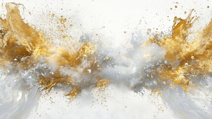 Abstract gold and silver splash painting.
