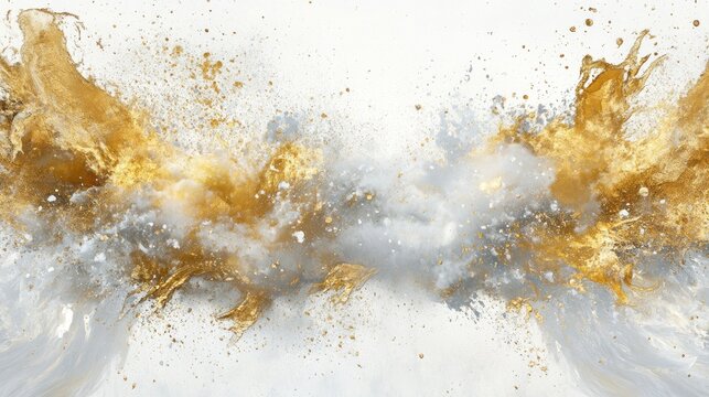 Abstract gold and silver splash painting.