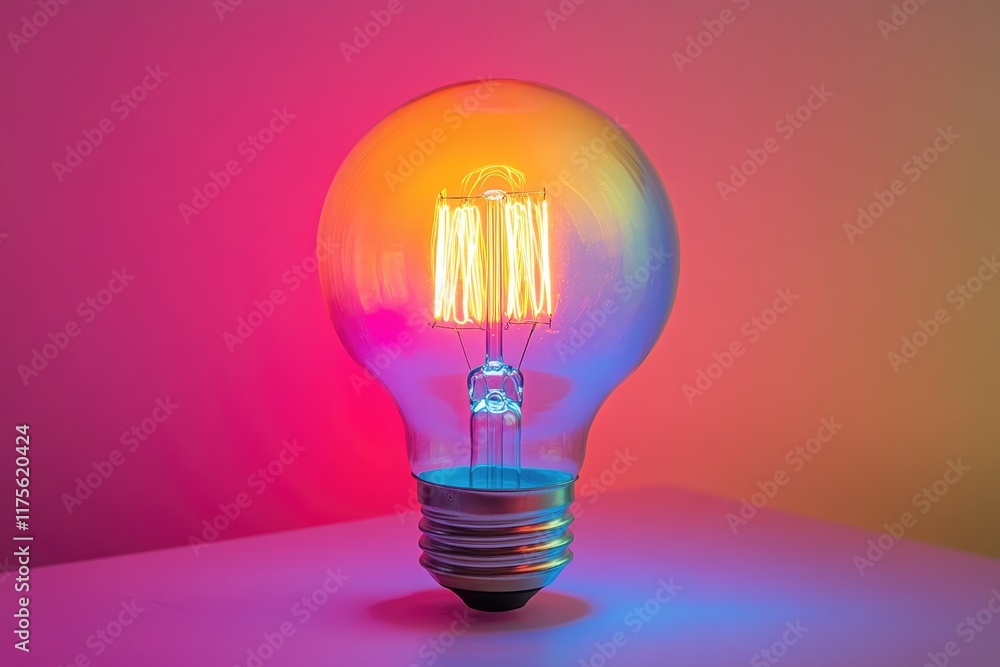 Aufkleber light bulb shining with colorful background representing creativity and innovation