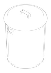 Trashcan Line Art Vector Illustration on White Background. Simple and Functional Design for Home, Office, and Industrial Spaces