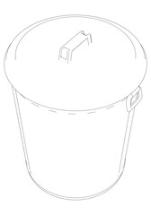 Trashcan Line Art Vector Illustration on White Background. Simple and Functional Design for Home, Office, and Industrial Spaces