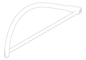 Tree Saw Line Art Vector Illustration on White Background. Intricate Design for Outdoor Work, Landscaping, and DIY Projects