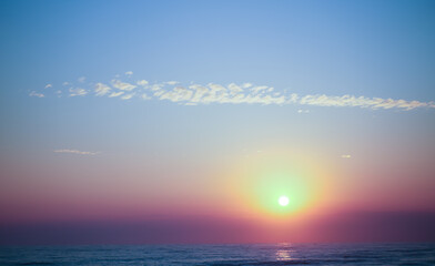 The beautiful of sunset sky on the beach for background.