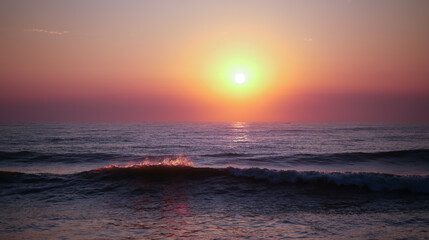 The beautiful of sunset sky on the beach for background.