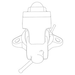 Vice Line Art Vector Illustration on White Background. Precision Tool Design for Workshops, Metalworking, and Woodworking