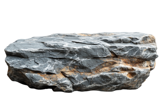 Natural stone with rough textured surface isolated on white or transparent background