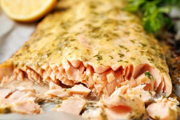 Baked Dijon Salmon With Garlic